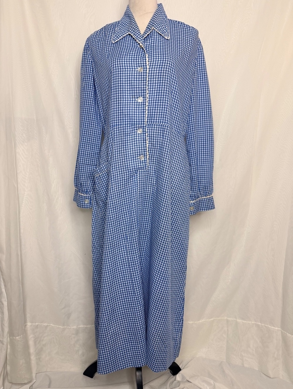 1970’s Handmade Vintage Blue Gingham Prairie Dress